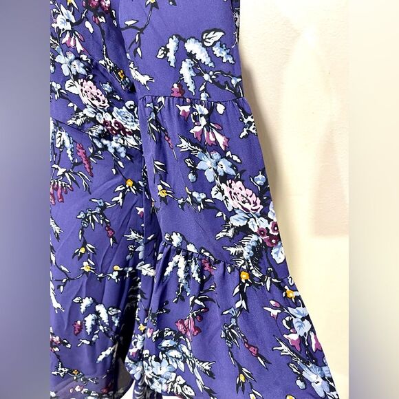 Loft dress floral flare business casual office summer festive purple Women’s 4P - Picture 7 of 10